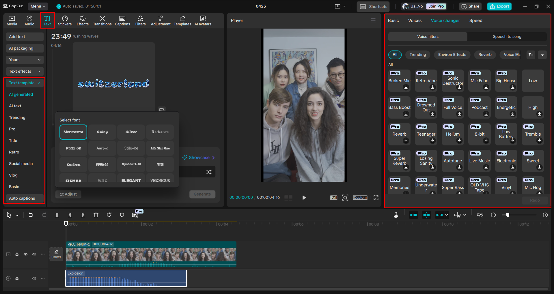 Montage d'un court métrage YouTube avec l' CapCut éditeur vidéo de bureau