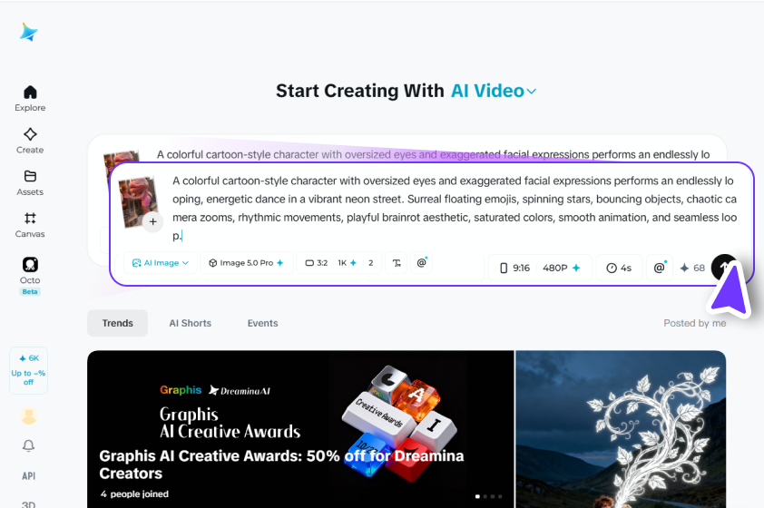 Open the video generator and write your prompt