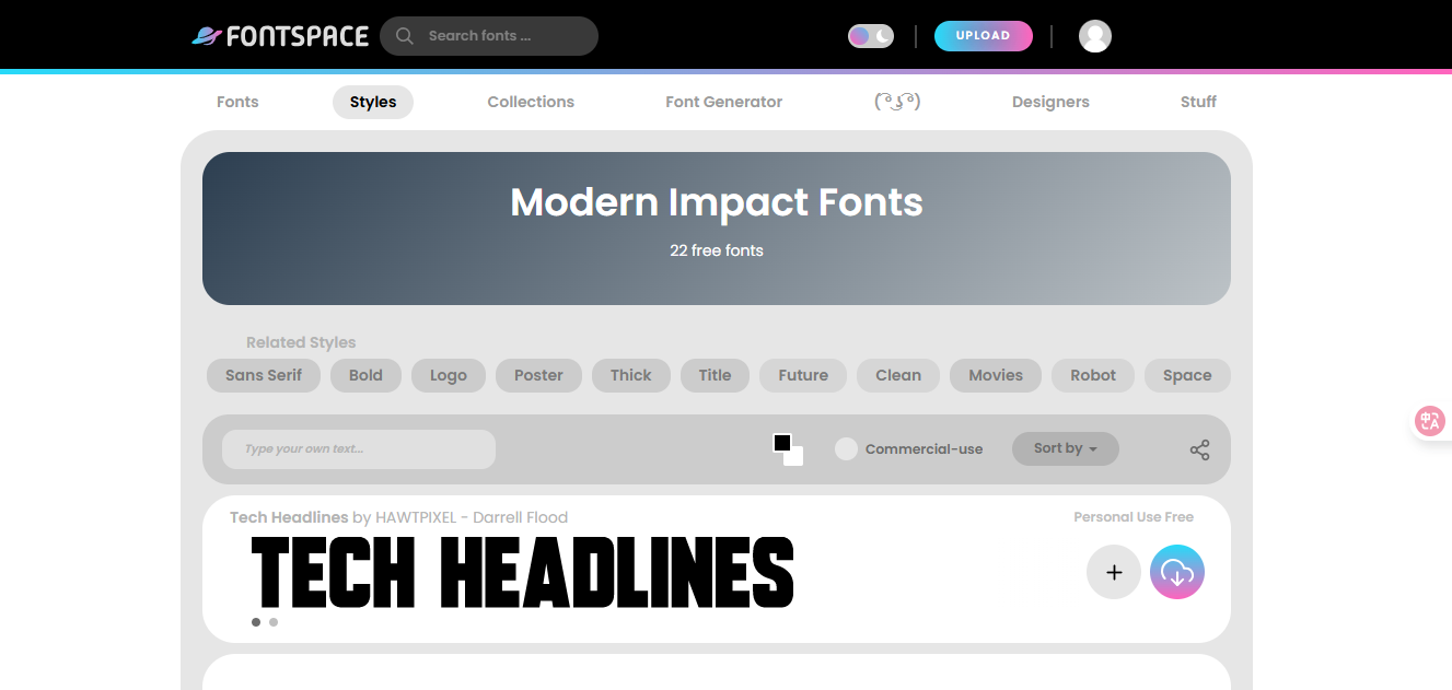 Διεπαφή FontSpace