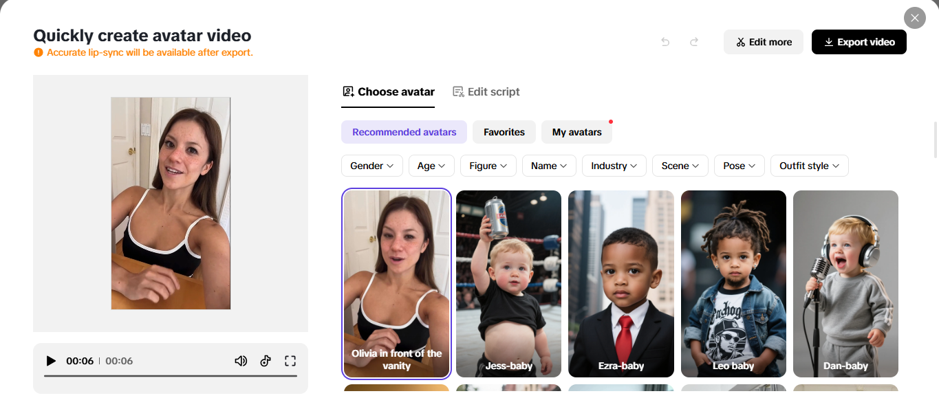 Pick your face avatar
