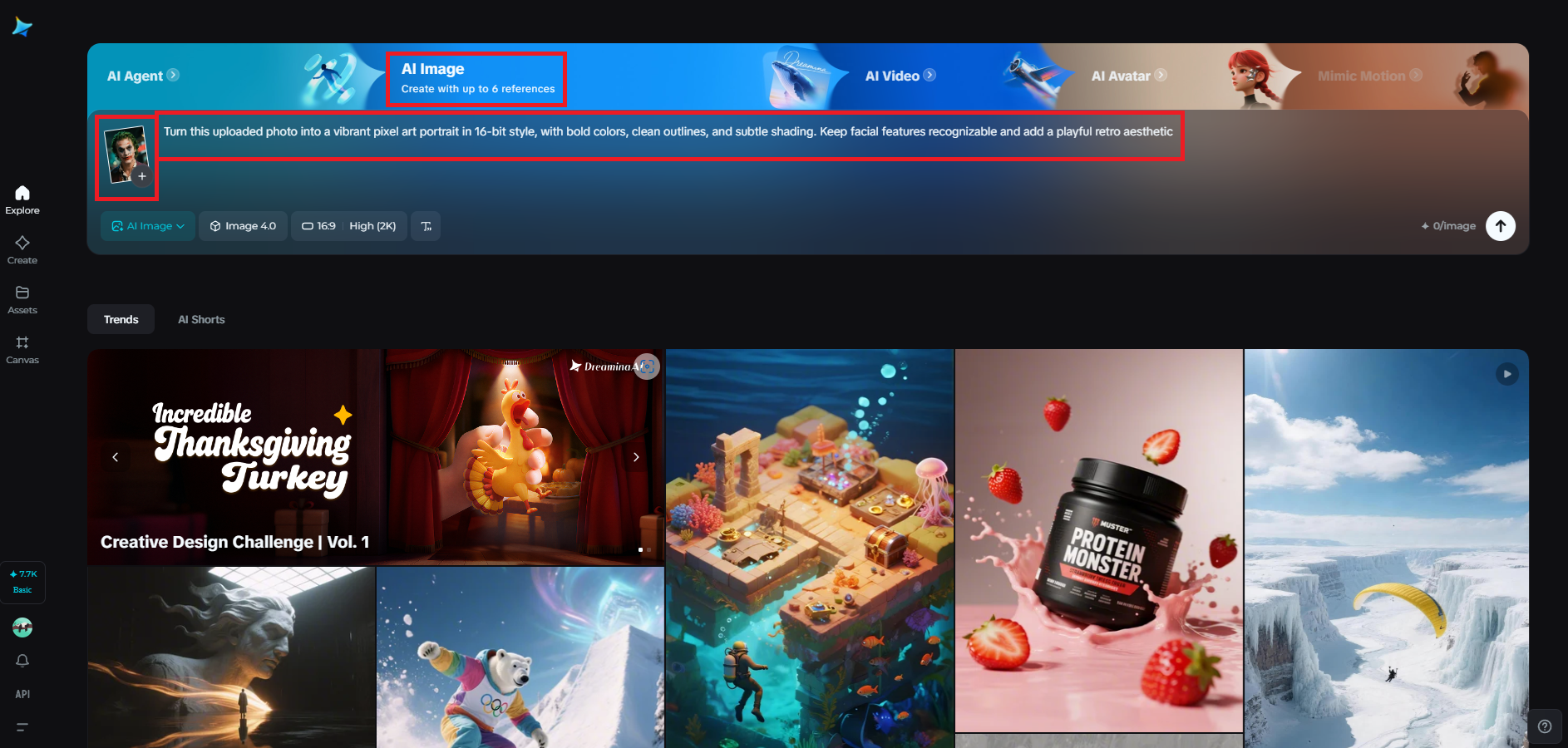 Upload a photo and write your prompt