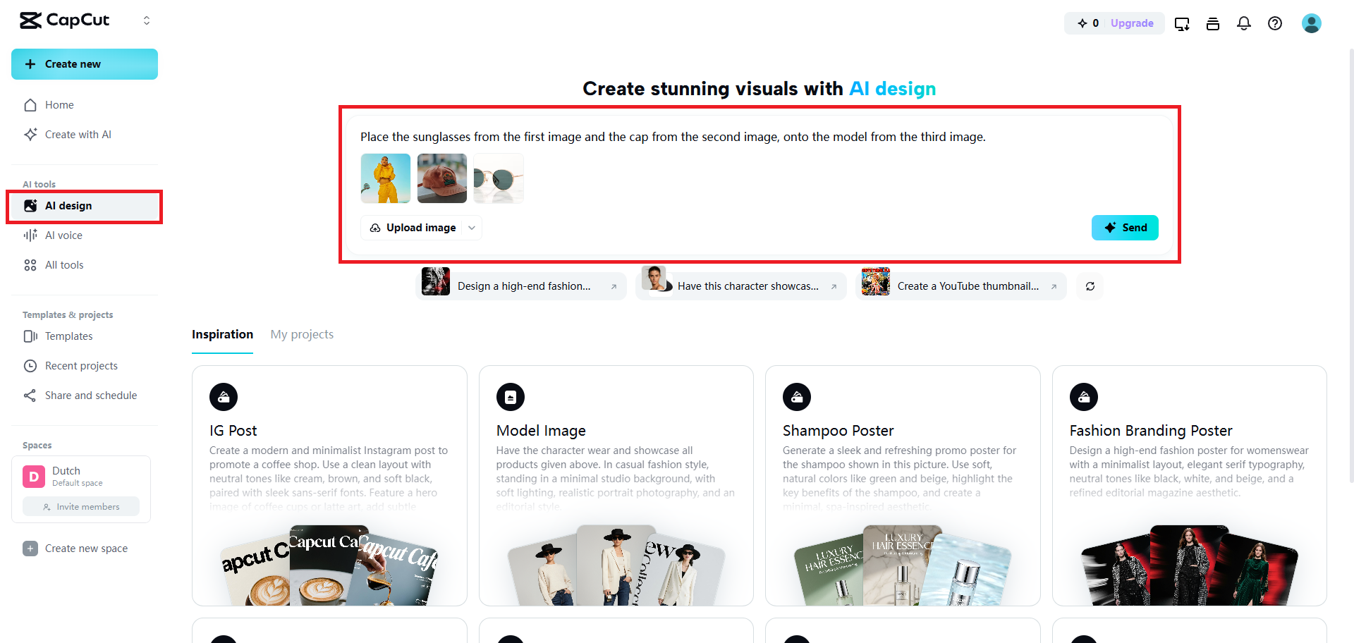 Upload your images and enter your prompt to combine them