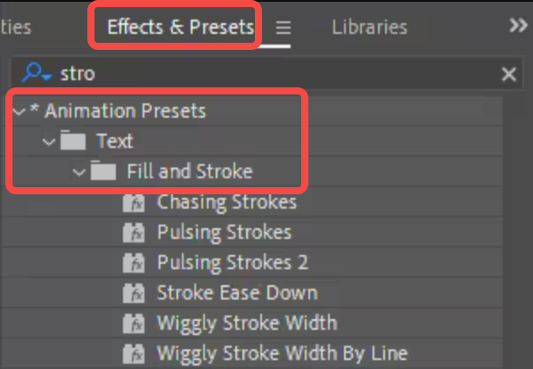 Apply a preset from Fill and Stroke