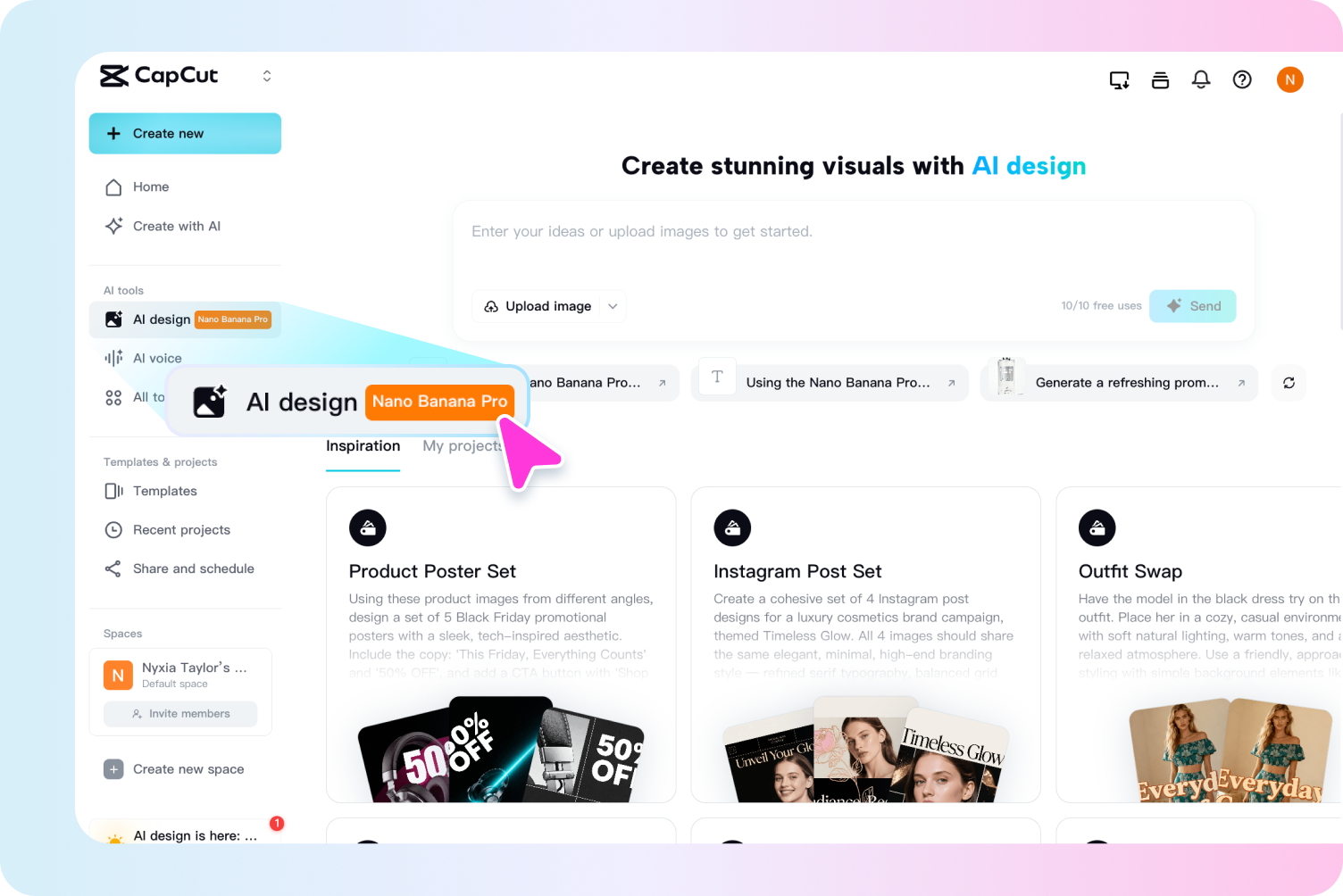 Access the AI design feature