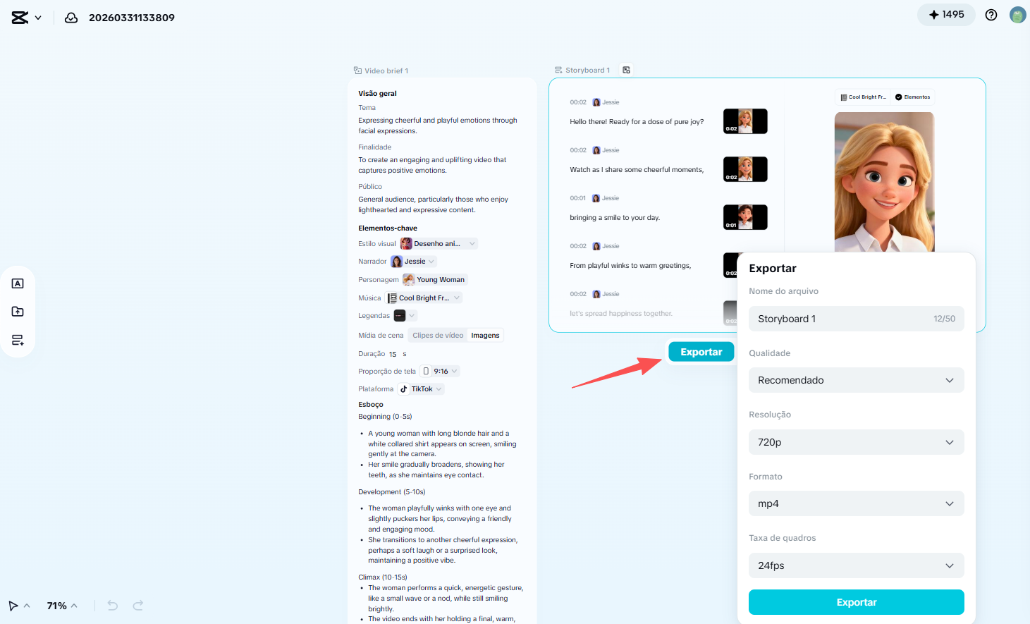 exportar vídeo final