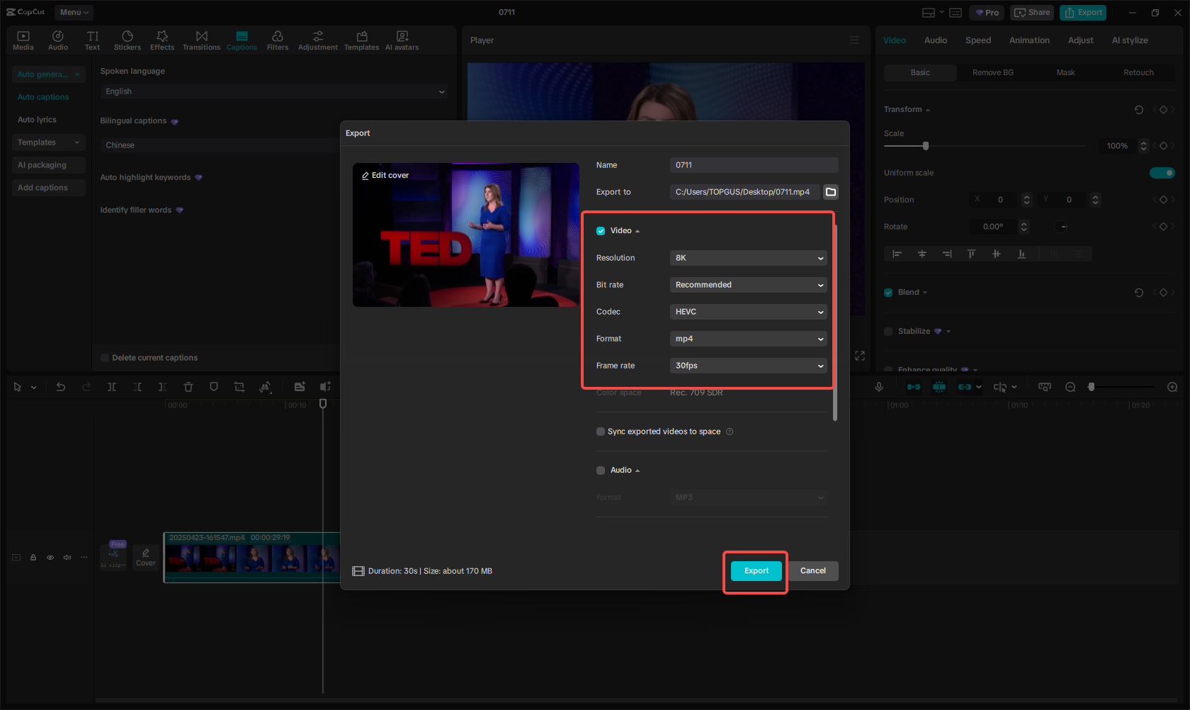 Export your video project