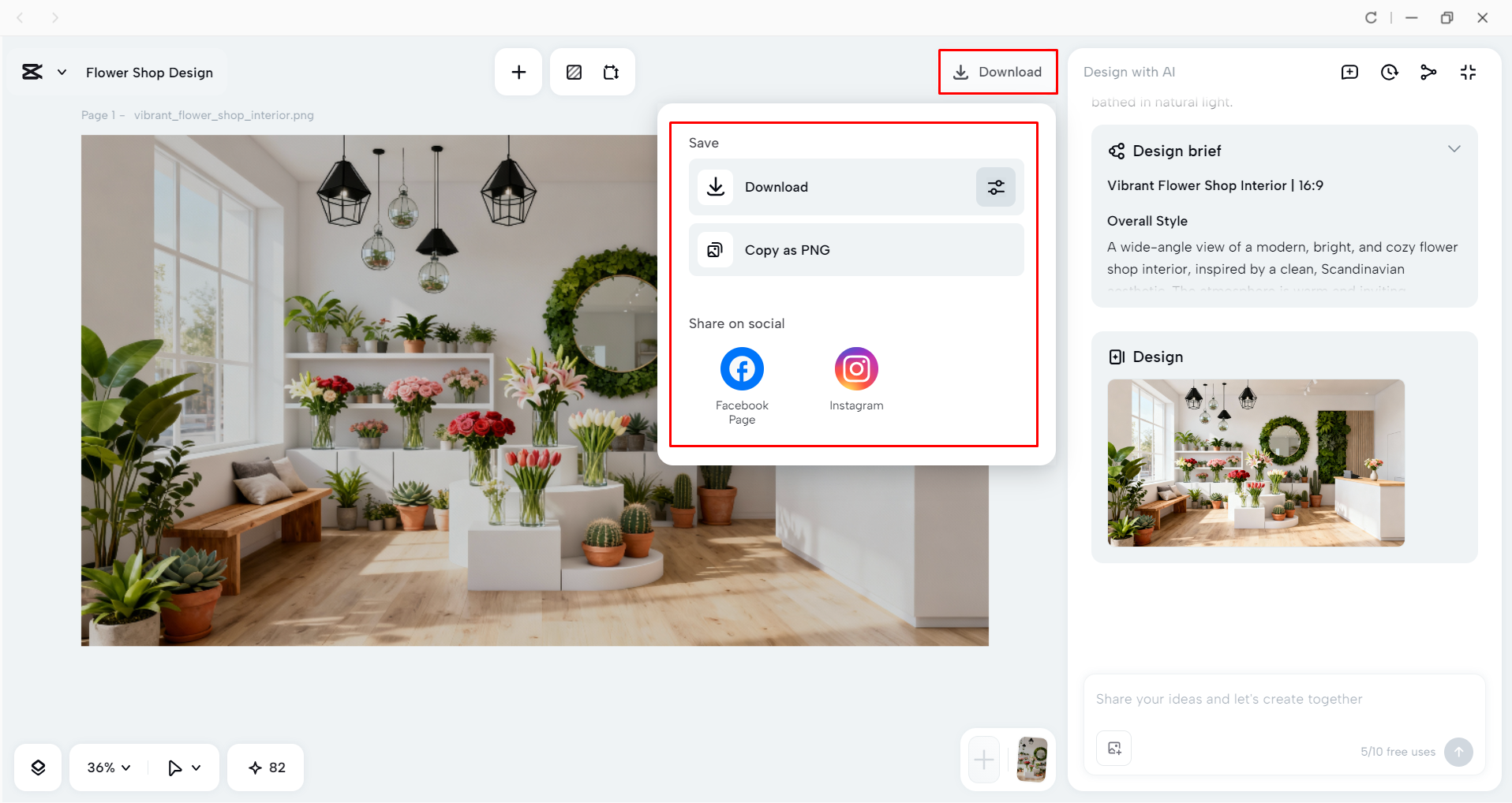 Editing the interior design from the CapCut desktop video editor