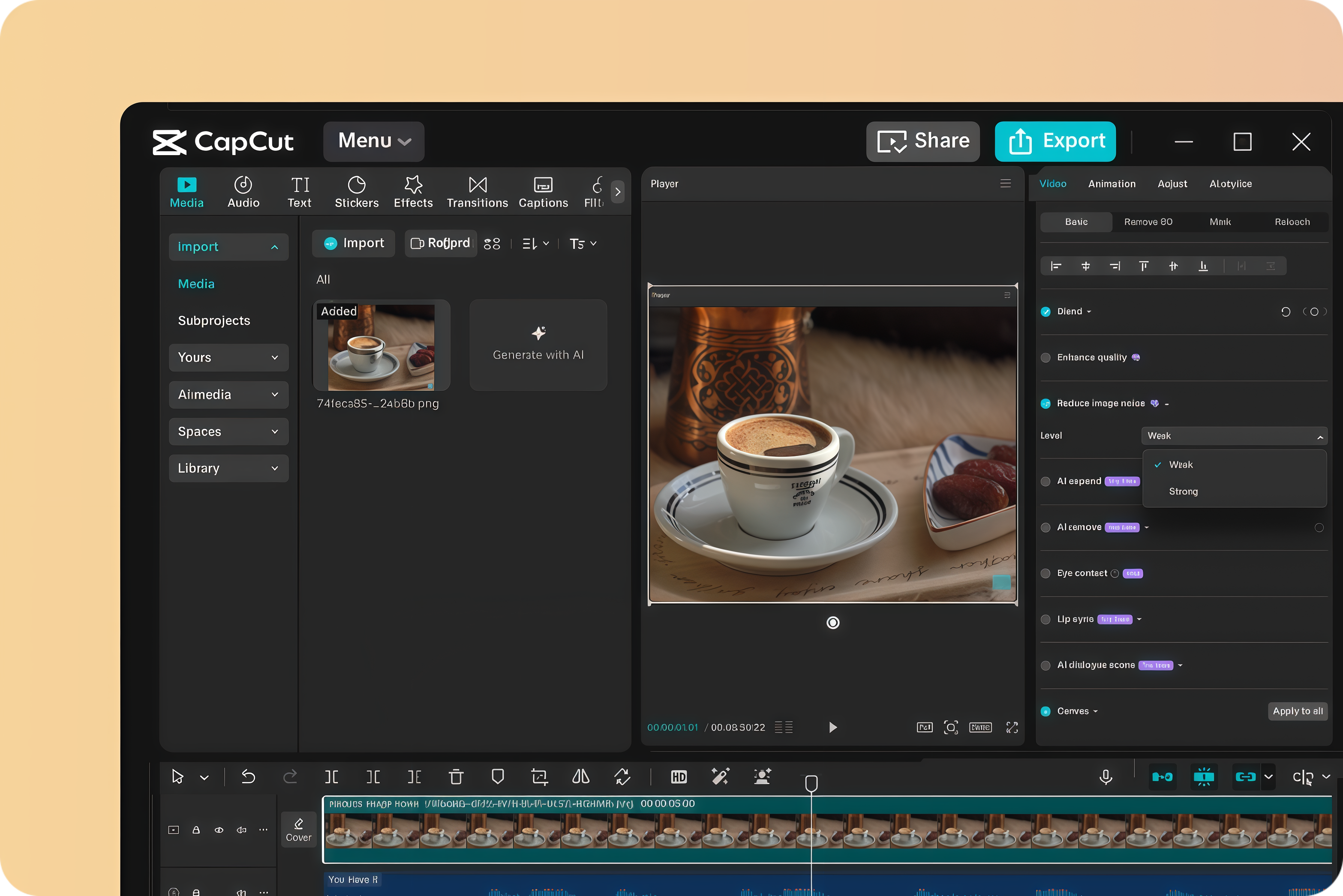 Denoise Video with AI on CapCut