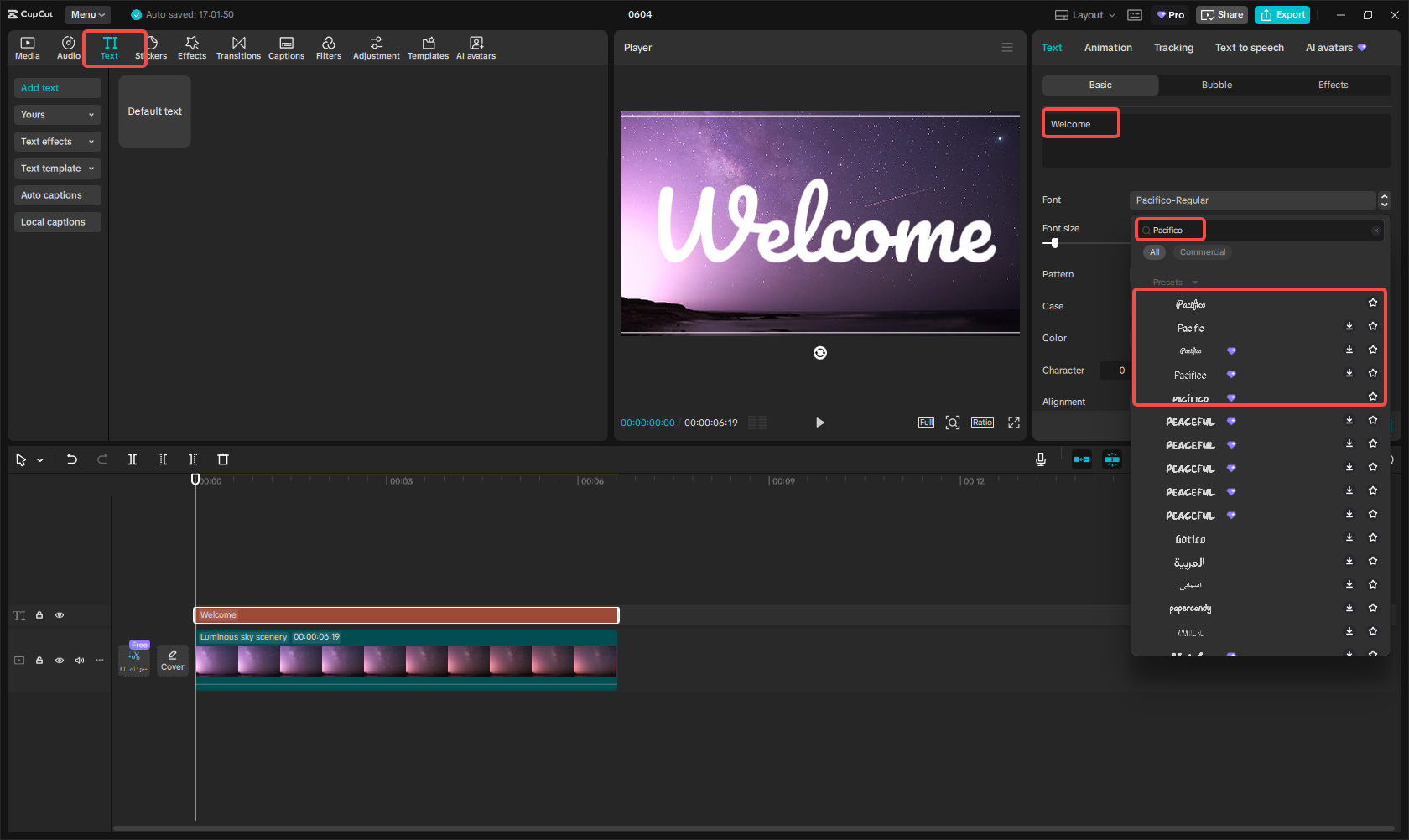 Add and edit the Pacifico font