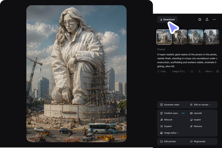 Preview and download your giant statue video