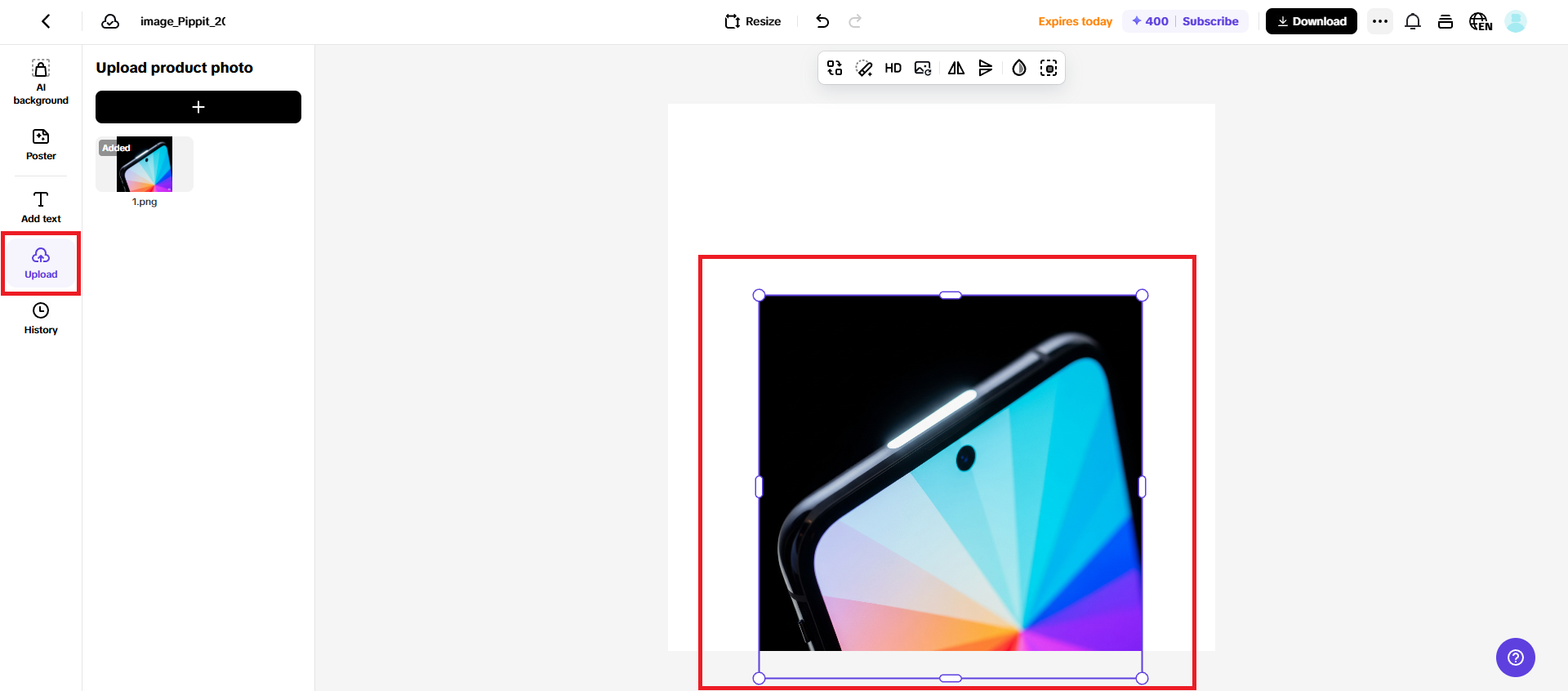 Upload your product photo
