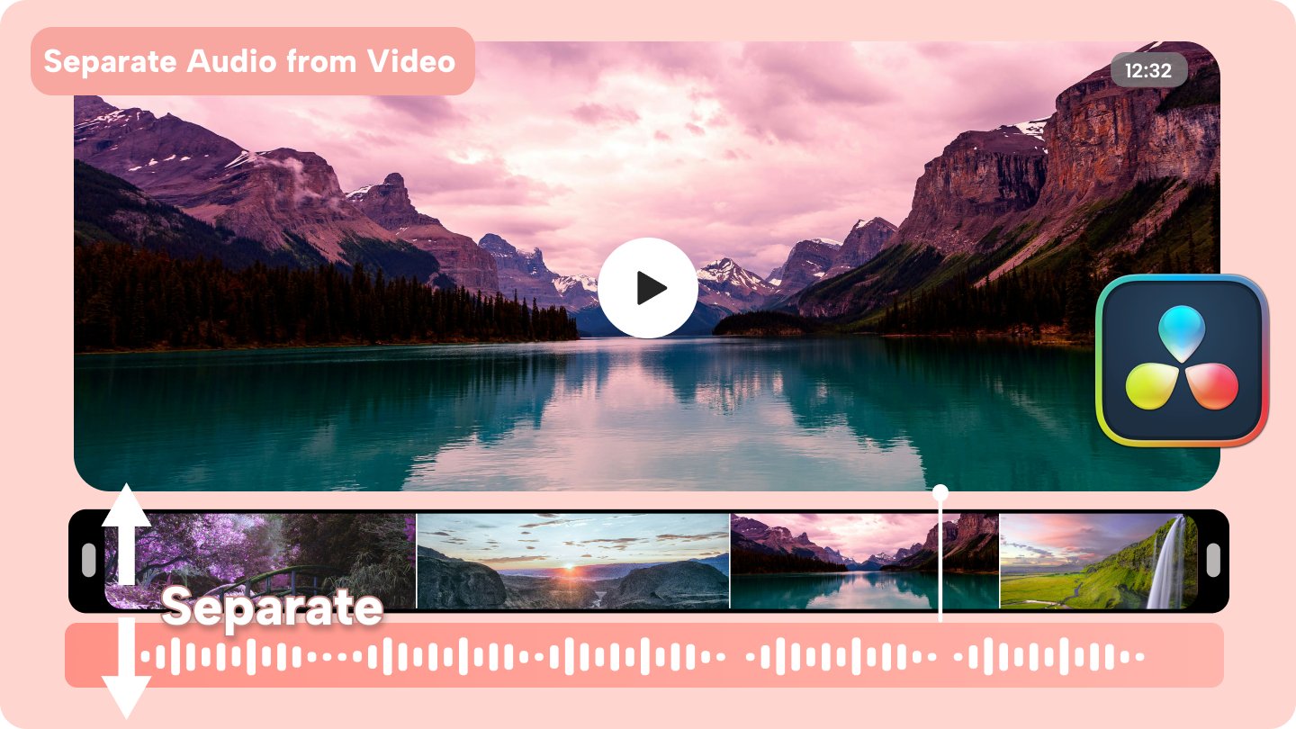 davinci resolve separate audio from video