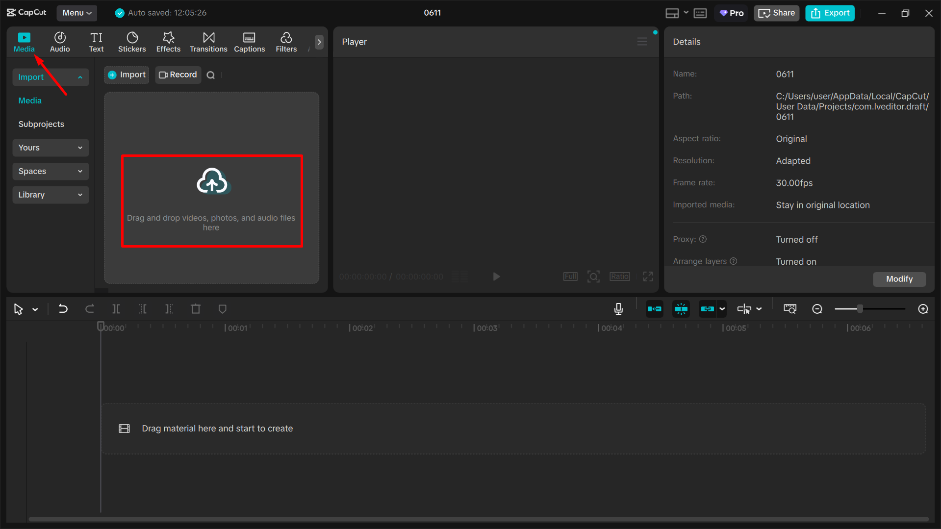 Mengimport video ke editor video desktop CapCut
