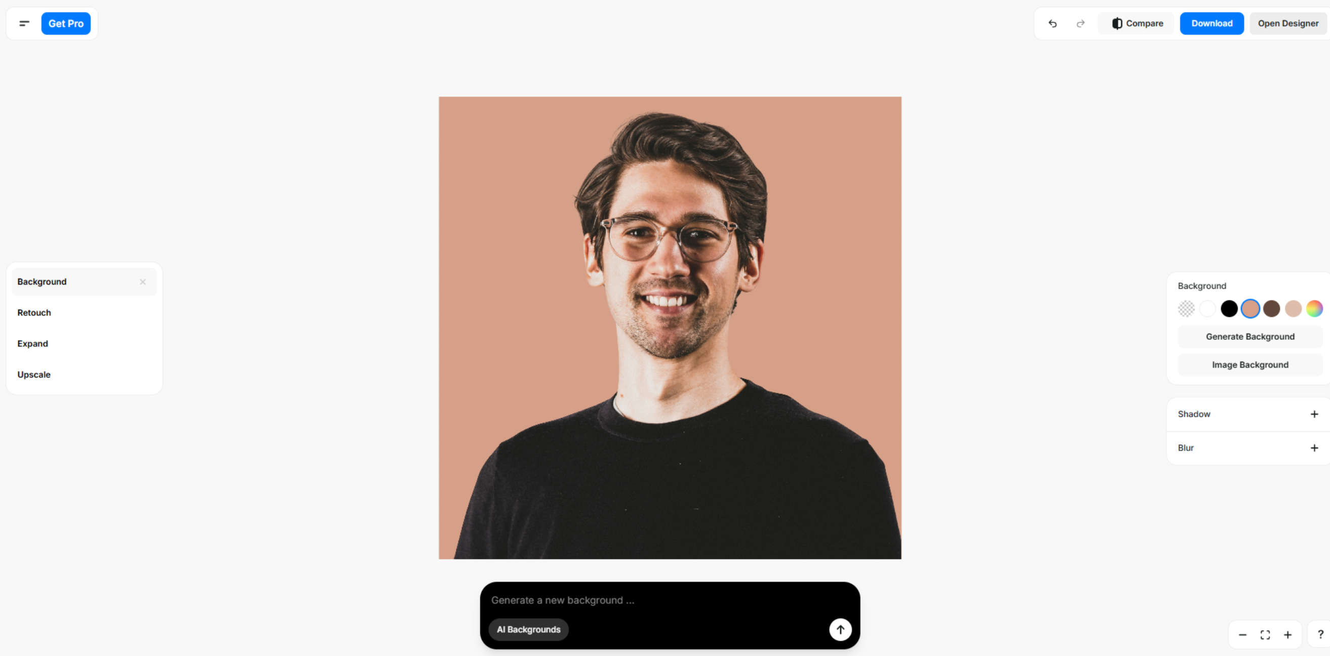 Interface de Pixelcut - un éditeur de photos efficace pour effacer les arrière-plans