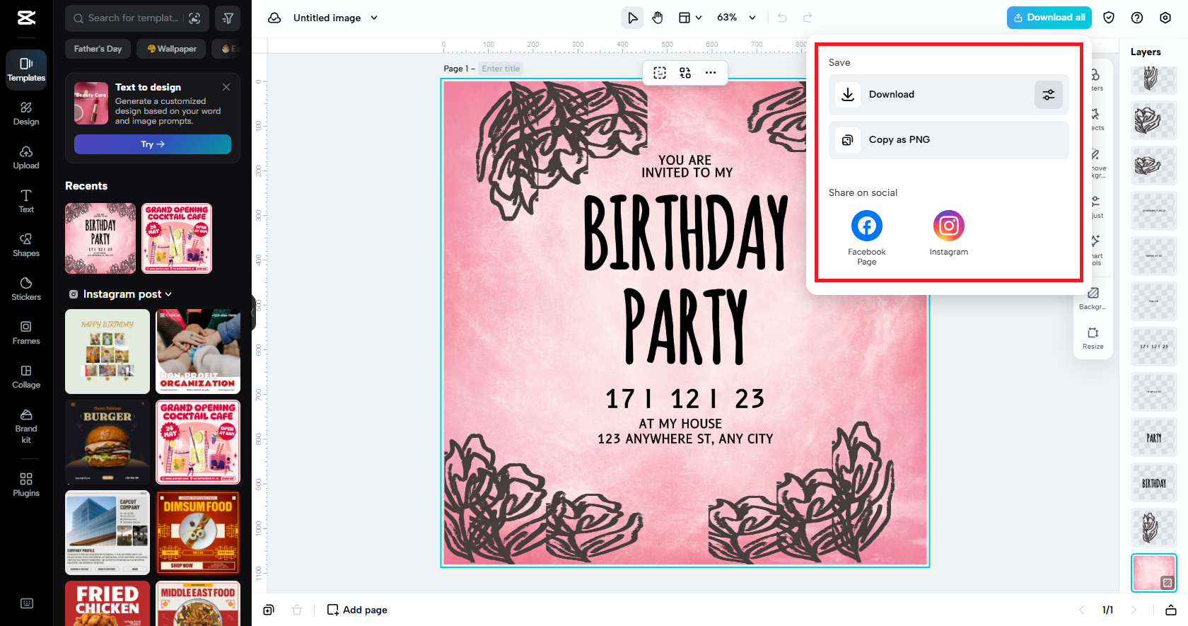 Export your party poster