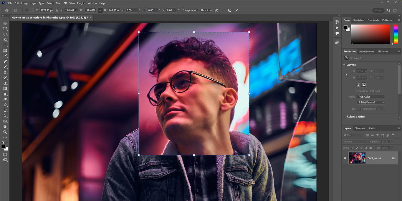 Sträck ut det specifika området