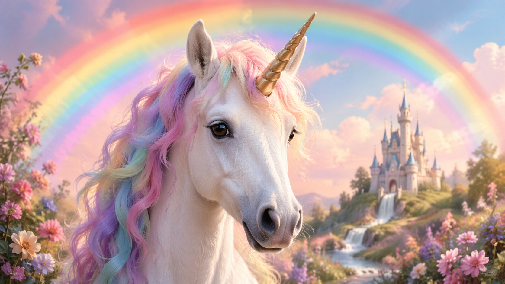 Dreamina fügt Einhornhorn zur Fotoaufforderung hinzu Beispiel 4: Märchenbuch Einhornporträt