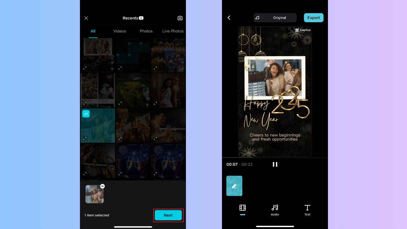 Lägg till ditt innehåll och skapa video.