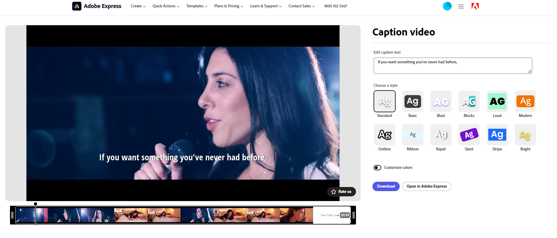 Adobe Express AI caption generator