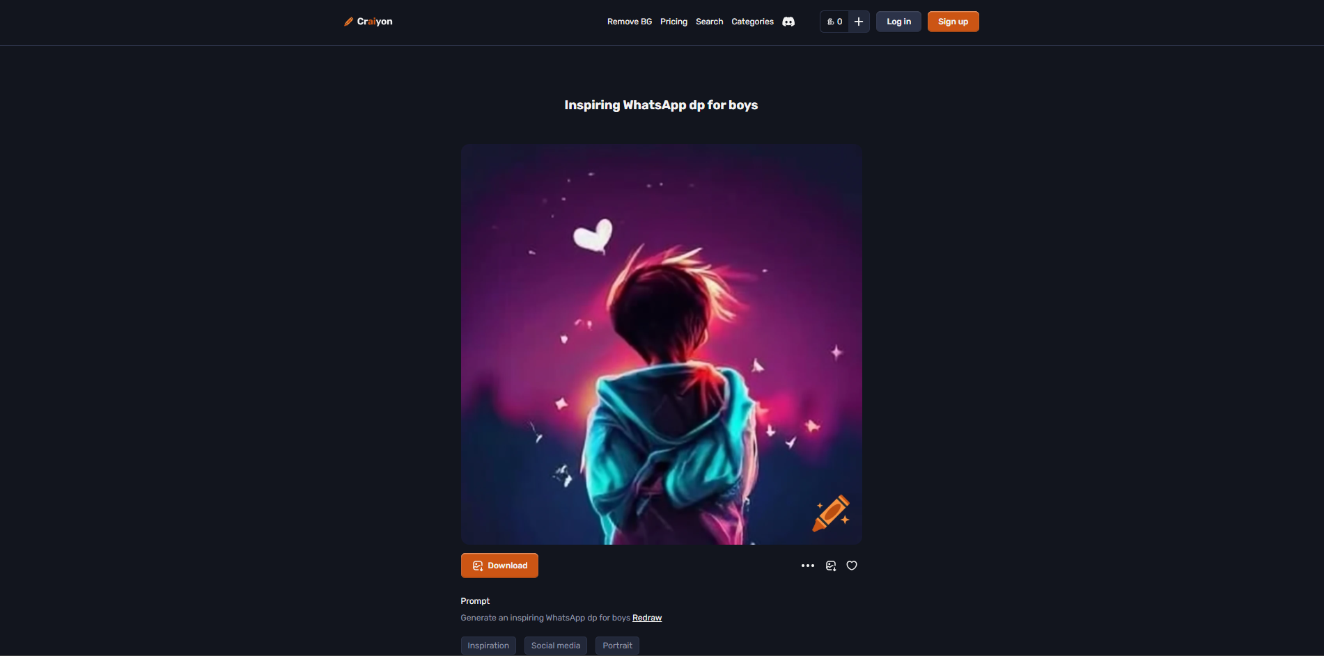 Craiyon arayüzü - erkekler için WhatsApp profil fotoğrafları bulabileceğiniz başka bir yer