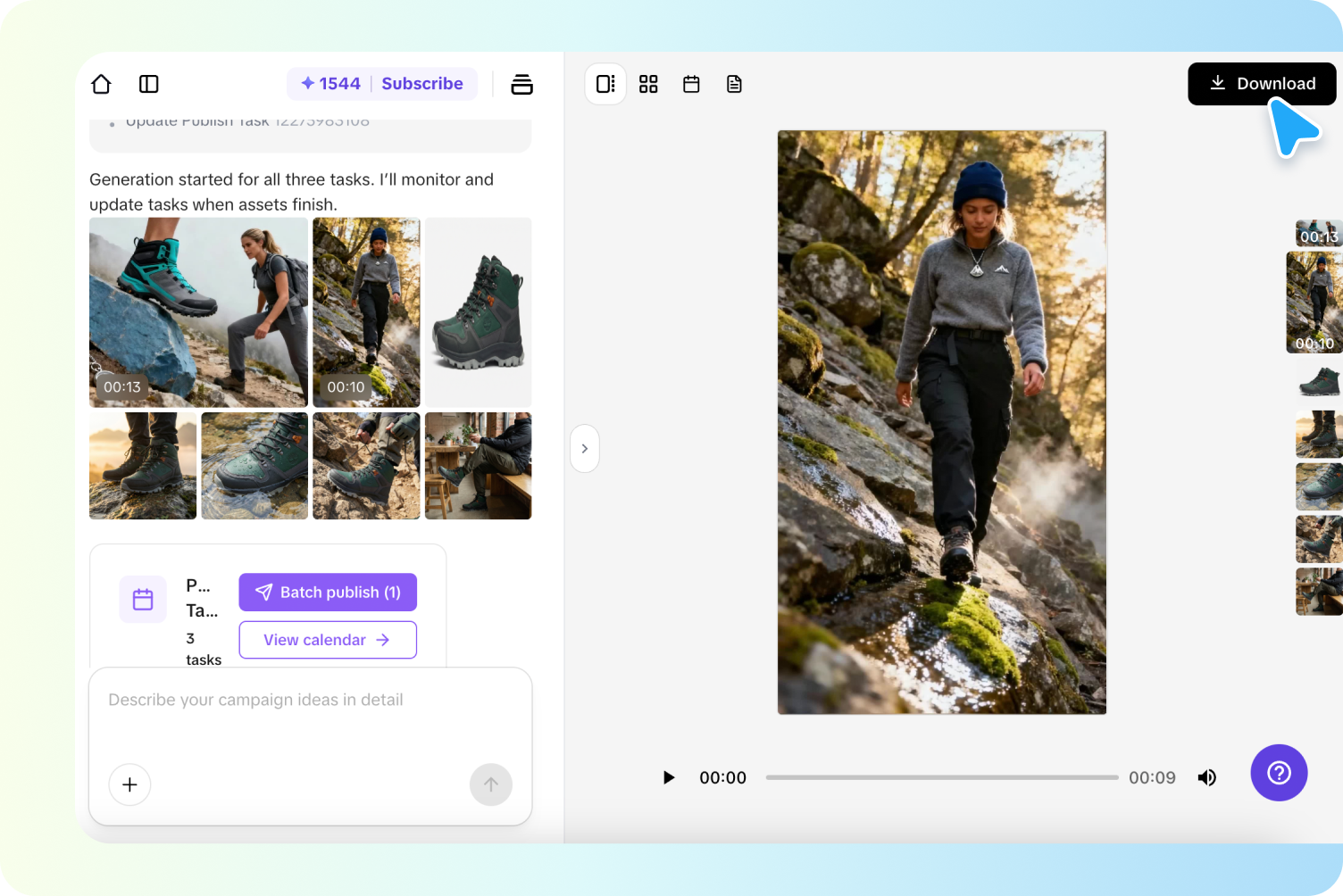 Publishing content from vibe marketing agent