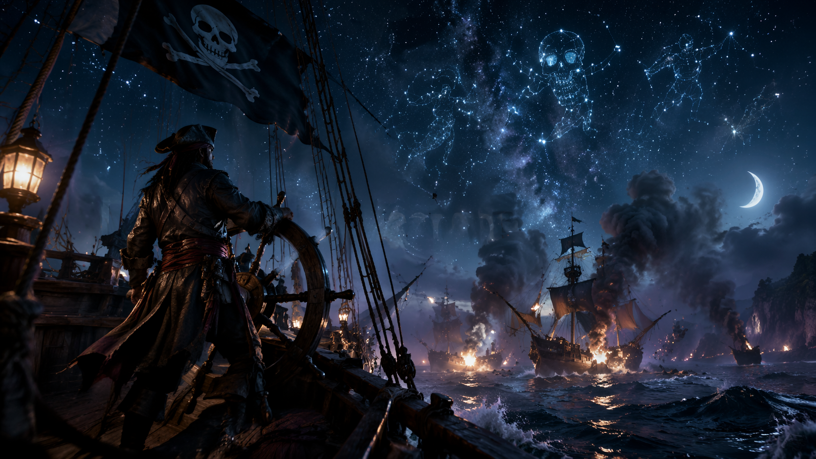 Dreamina Zwillinge Piraten Eingabeaufforderung Beispiel 6: Moonlit Sail Visual