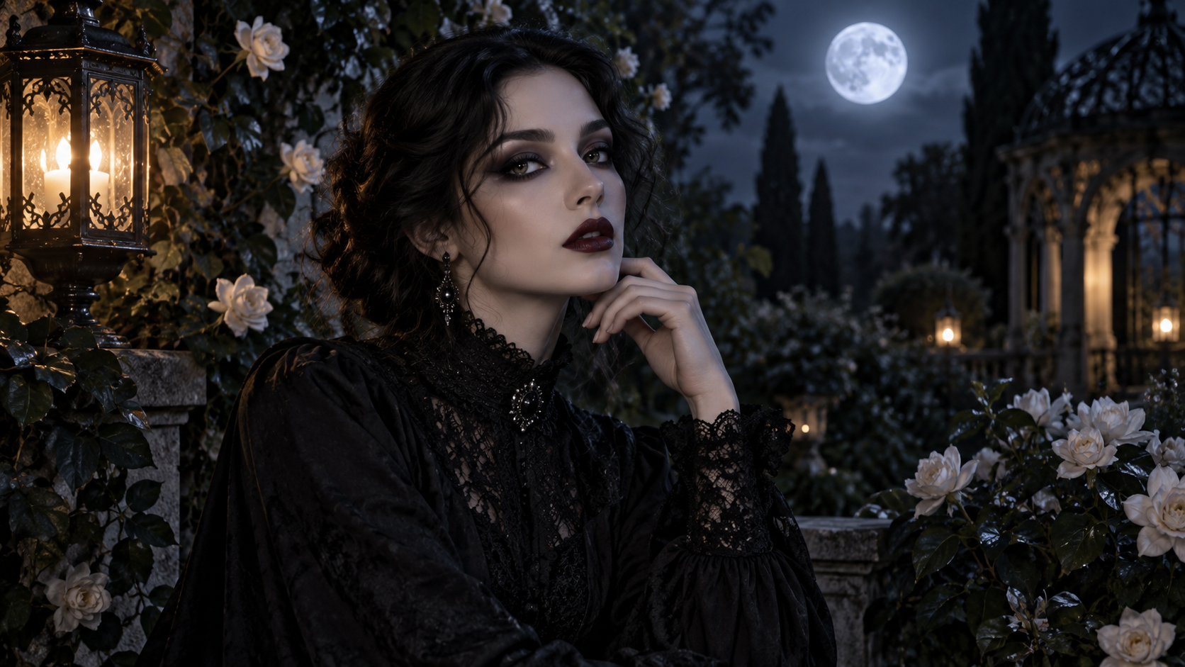 Moonlit Garden Look example for goth makeup filter
