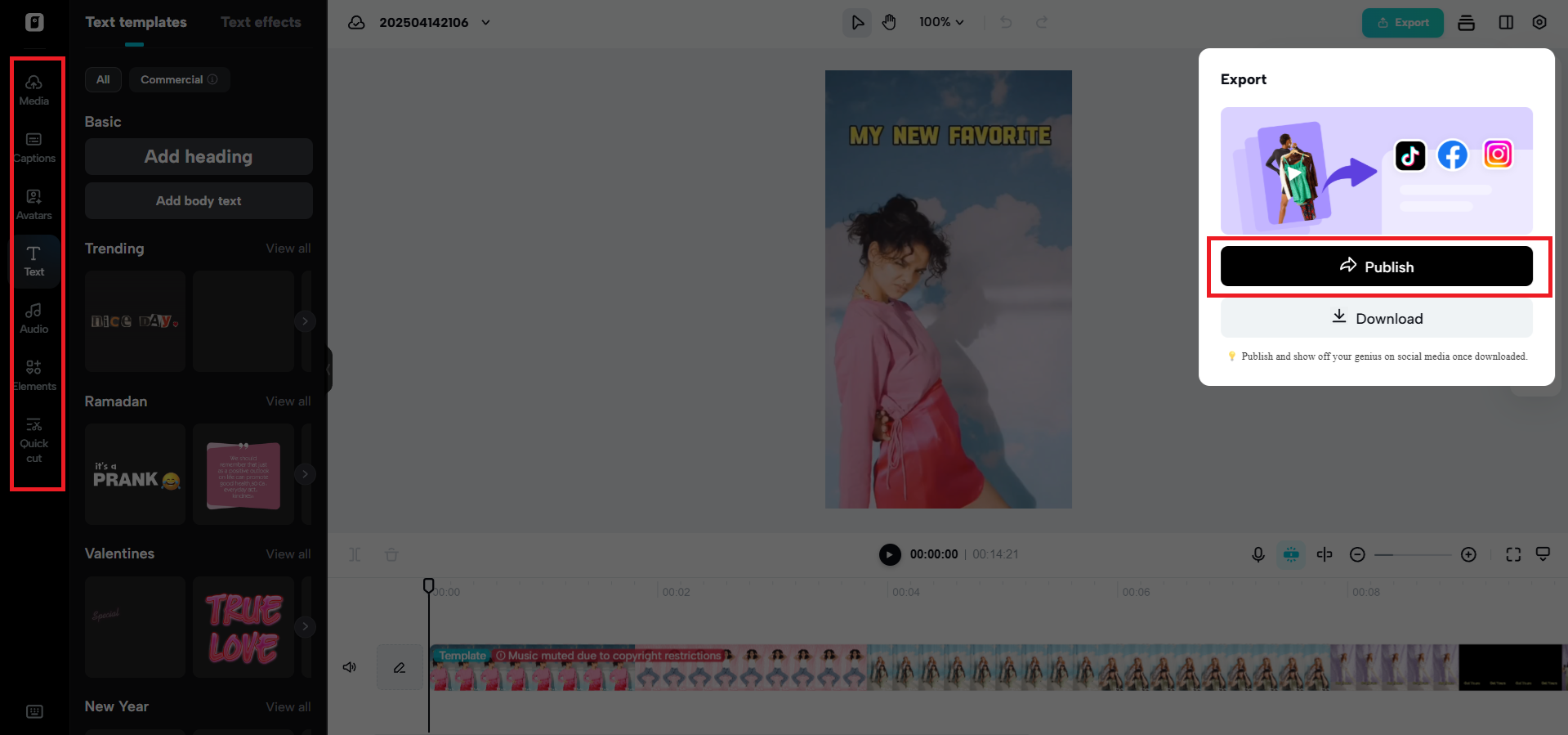 Enhance the video and publish