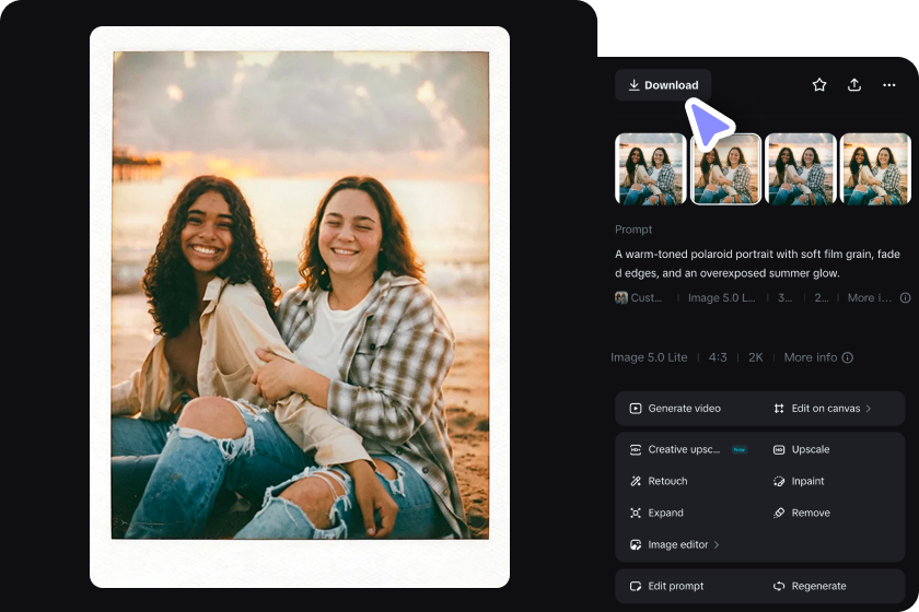  Refine and download your Polaroid photo