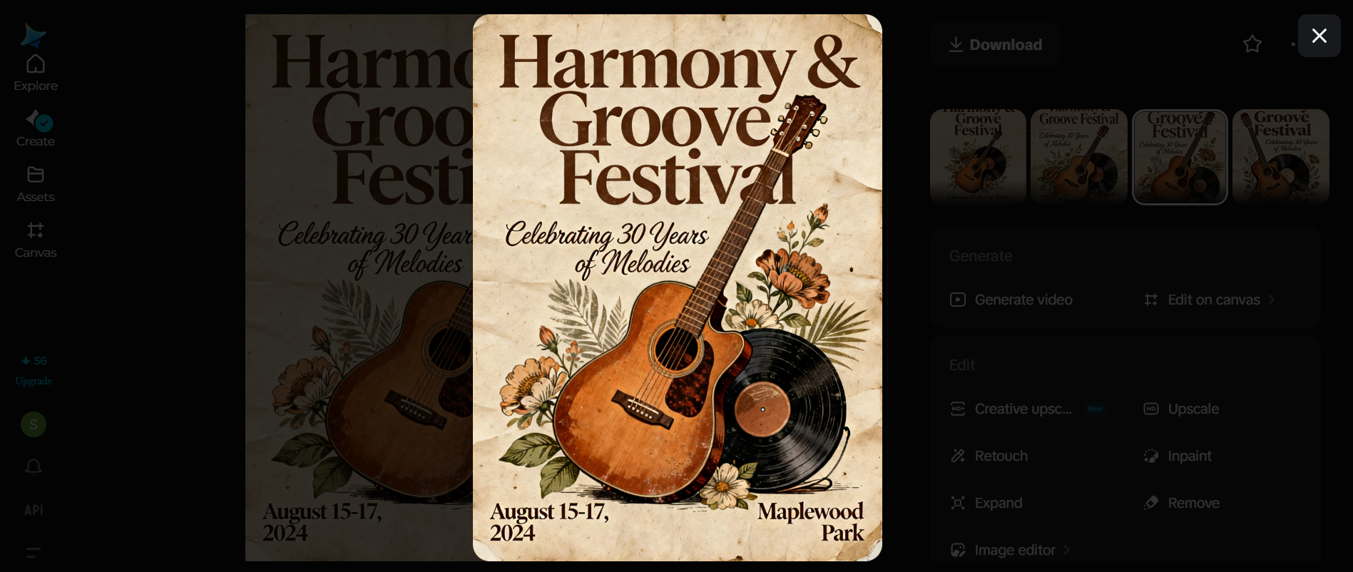 Music festival poster design: retro and vintage music