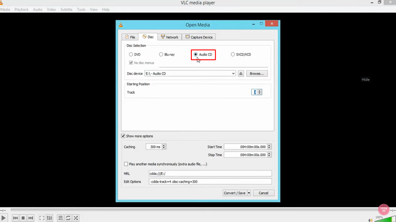 Convert CDA to MP3 with VLC Media Player