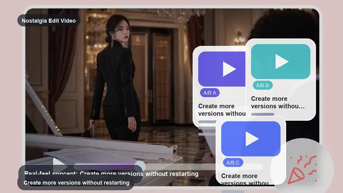 Nostalgia Edit Video Maker realistic image for create more versions without restarting