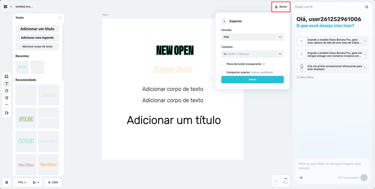Download de assinatura digital em PNG ou JPEG