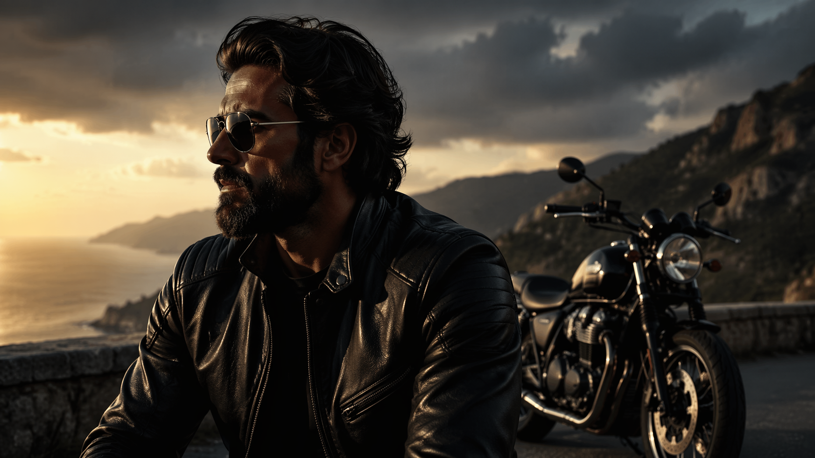 Dreamina AI Biker Filter prompt example 5: Black Jacket Profile