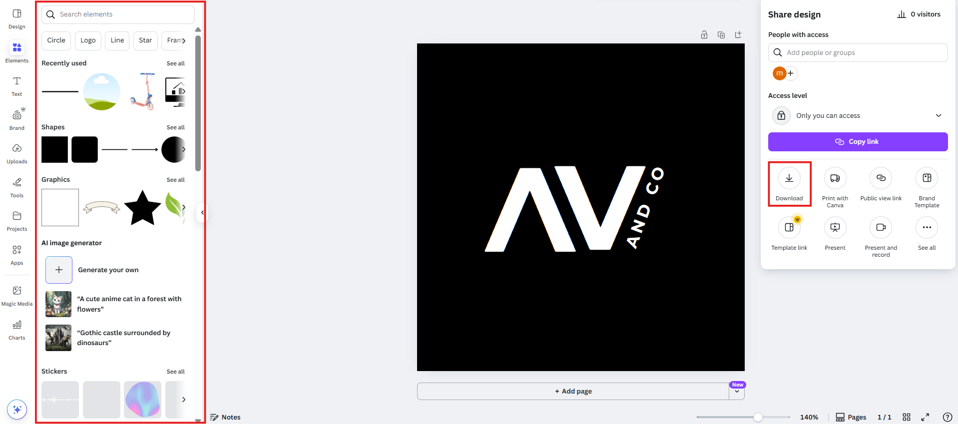 Download a modern monogram logo with Canva