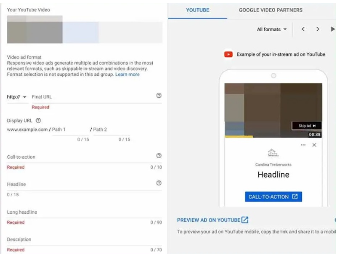Crearea unui anunț YouTube in-stream unic și atașarea acestuia la anunțurile Google