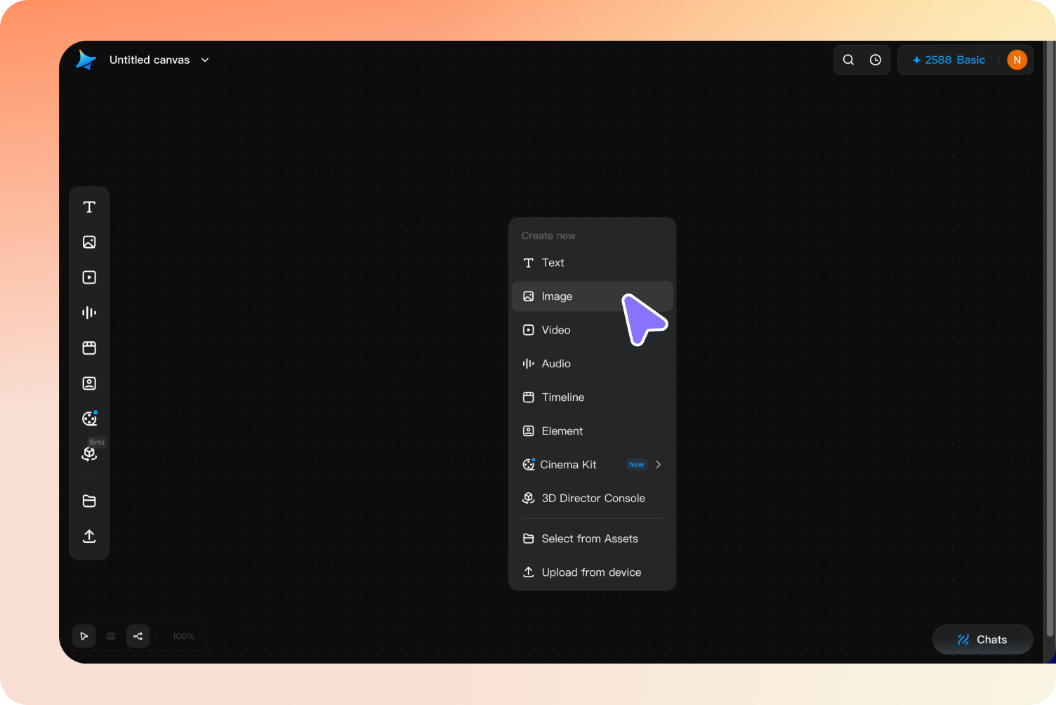 Step 1: Open a new node of different assets