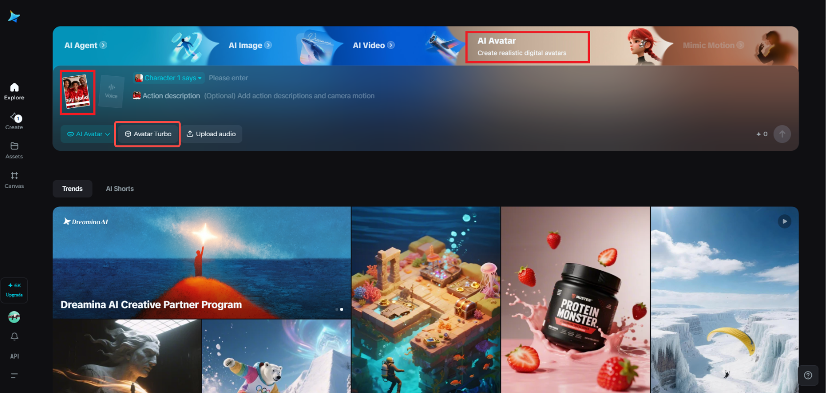 Upload your character image