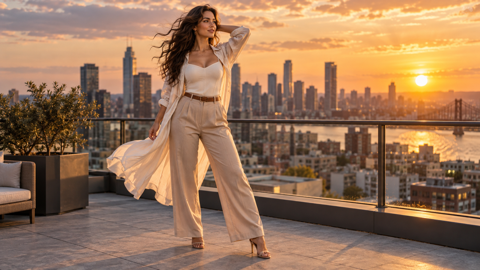 Solicitări de editare foto ChatGPT Tendințe pe Instagram prompt exemplu 3 - Aspect de acoperiș Golden-Hour