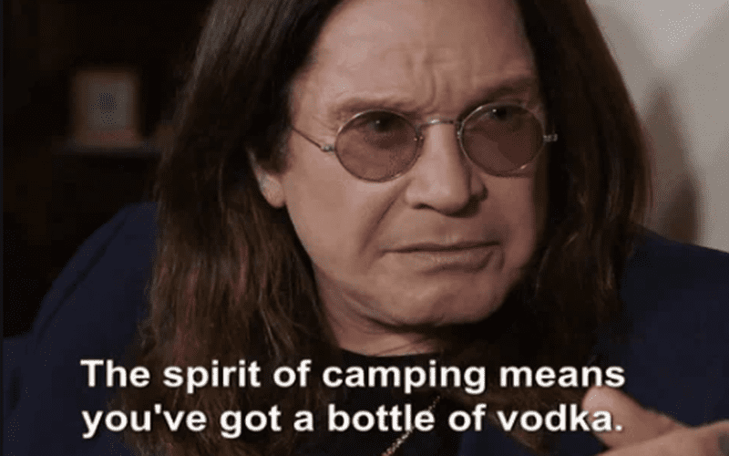 The spirit of camping means you have got a bottle of vodka meme