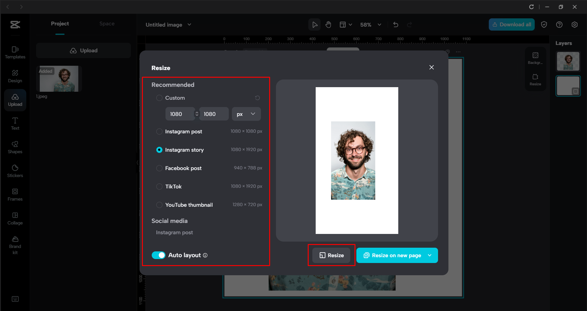 Größenänderung des Bildes mit dem CapCut Desktop-Video-Editor