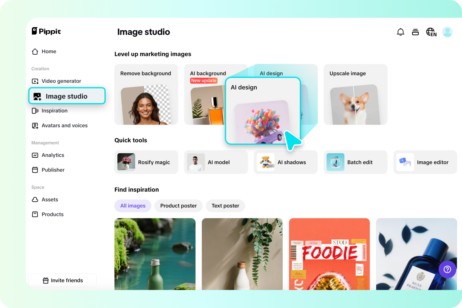 Step 1 UI: upload interface with drag-and-drop, PNG/JPG/MP4 supported