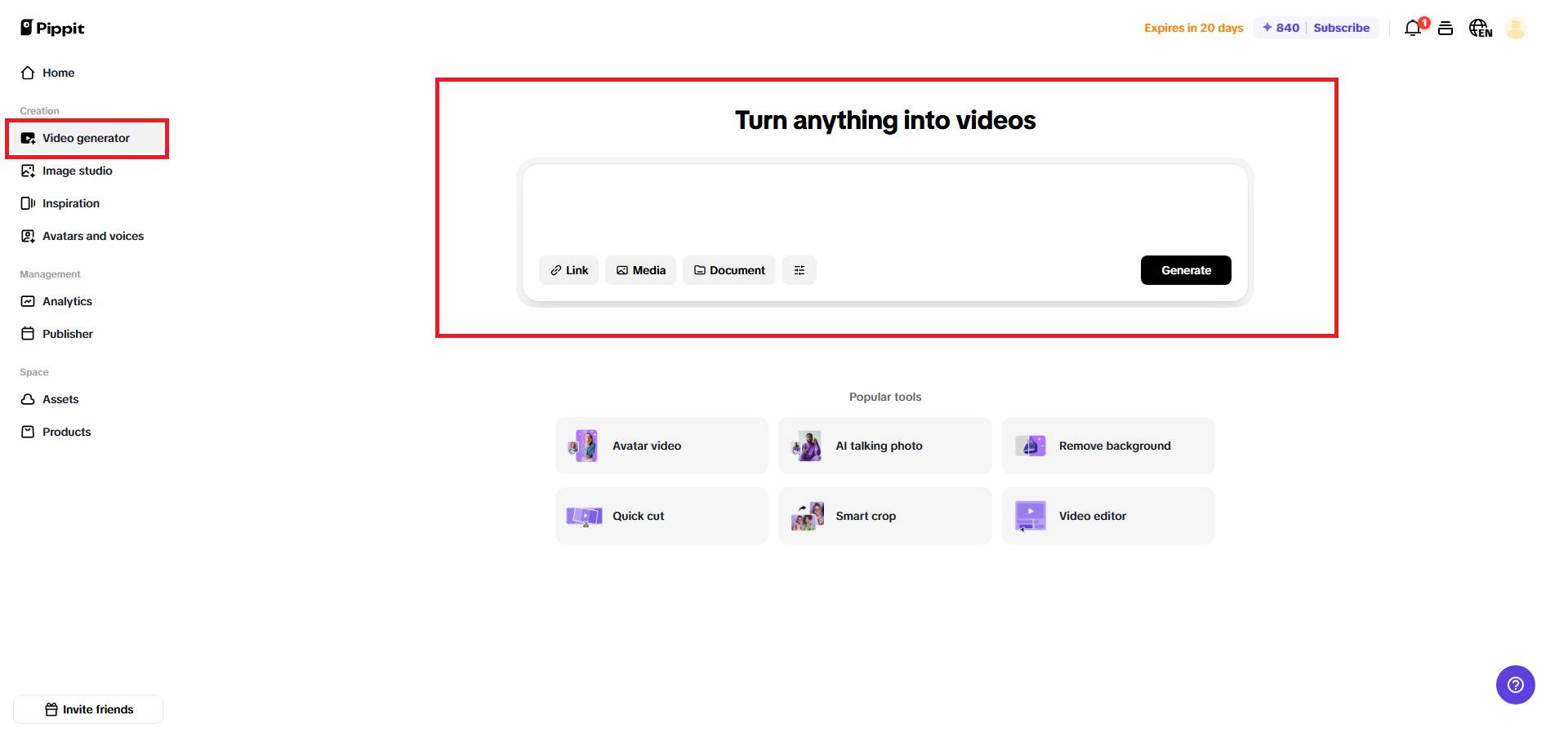 Enter your prompt for generating videos