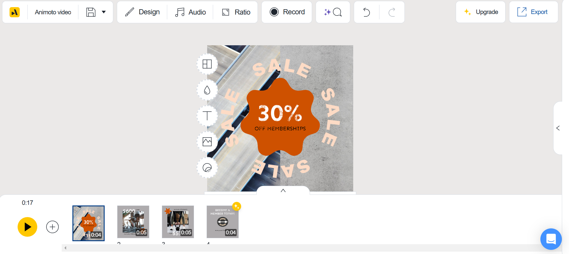 Interface ng Animoto