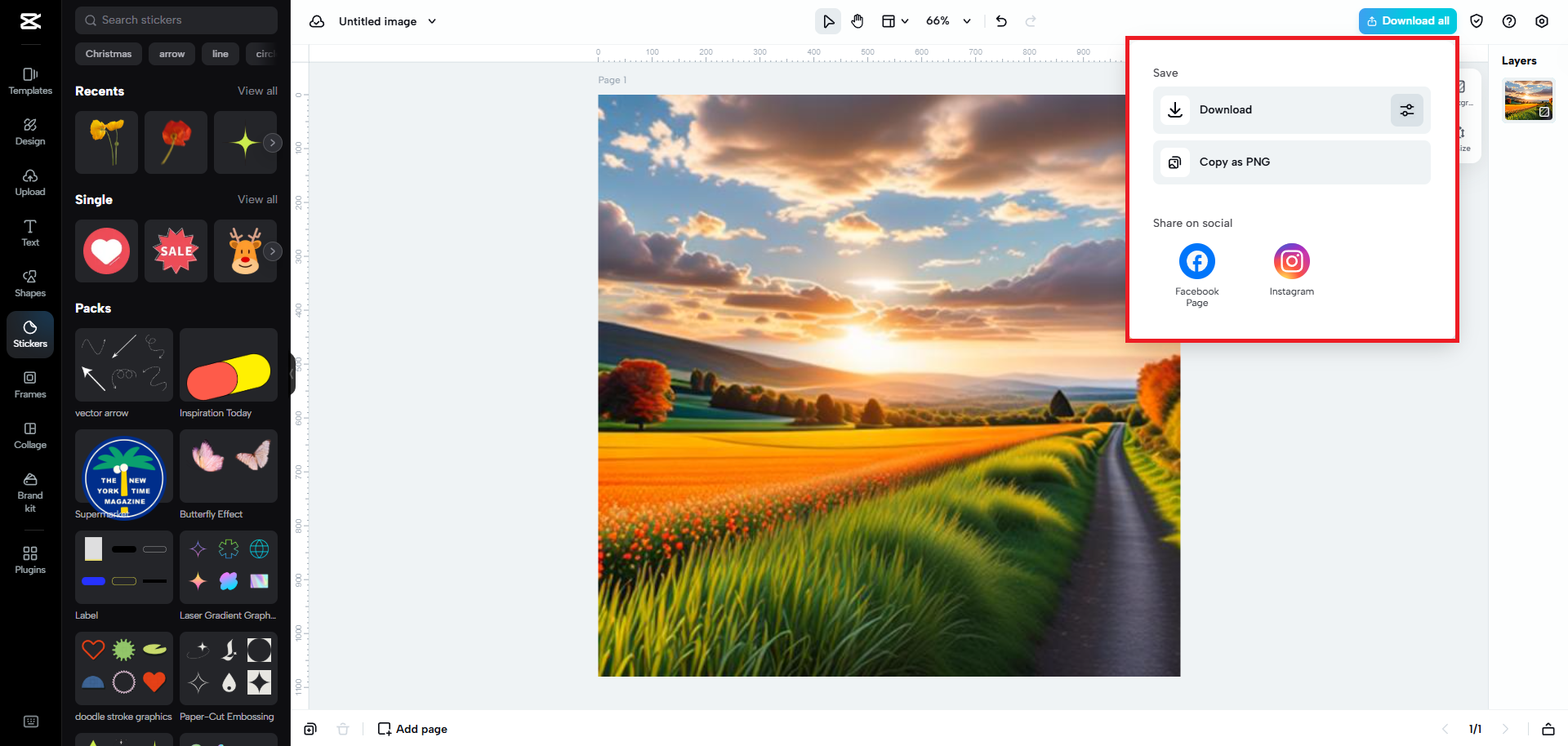 Download or directly publish the generated image
