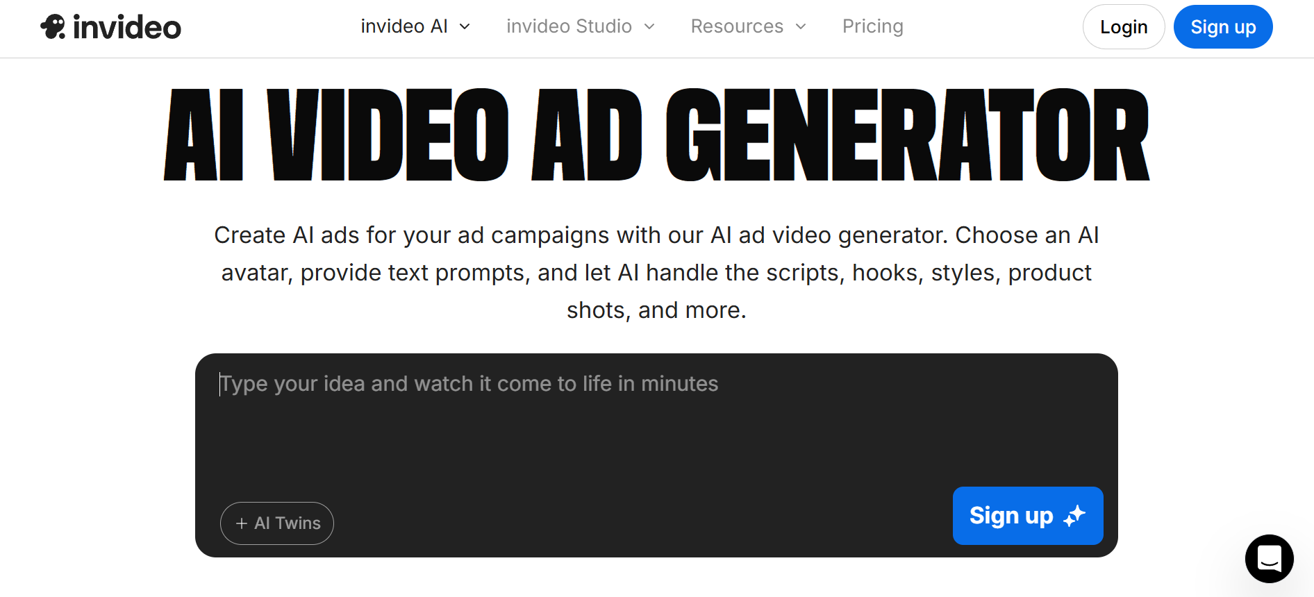 Generador de anuncios en video de Invideo AI