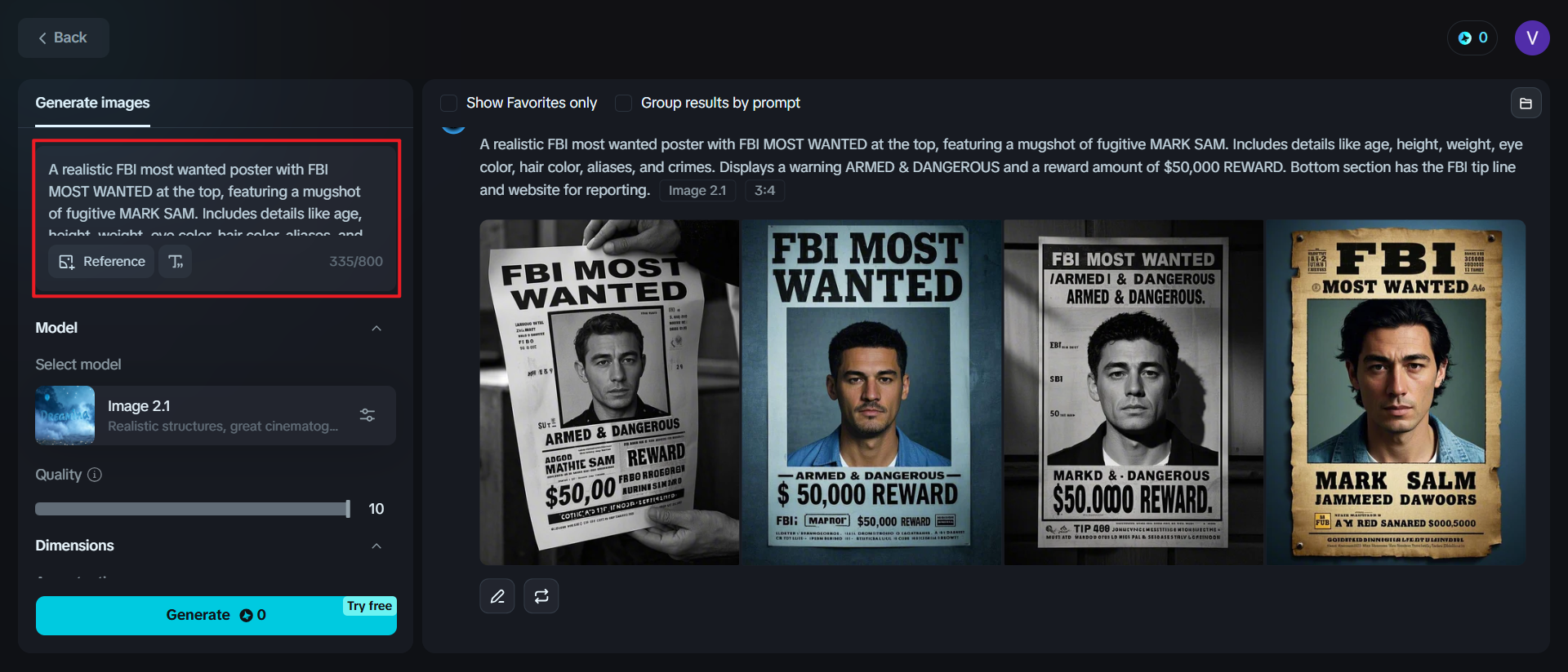 FBI meistgesuchte Vorlage