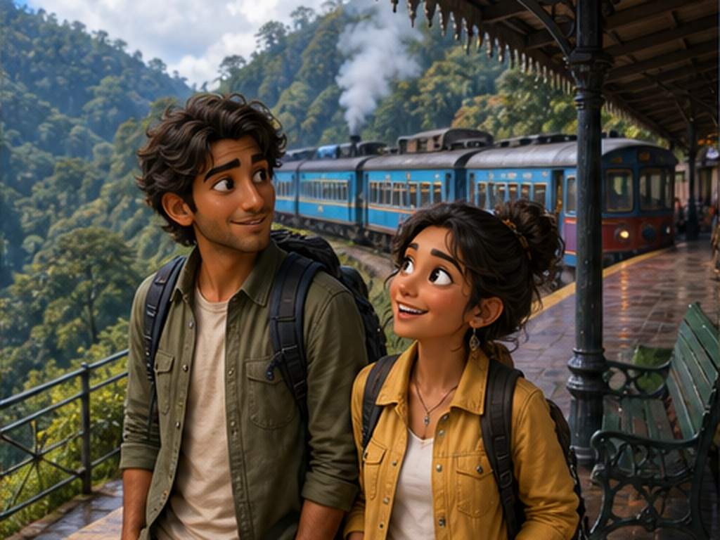 Motu Patlu Tour AI Video Eingabeaufforderung Beispiel 2 - Bergbahn Abenteuer