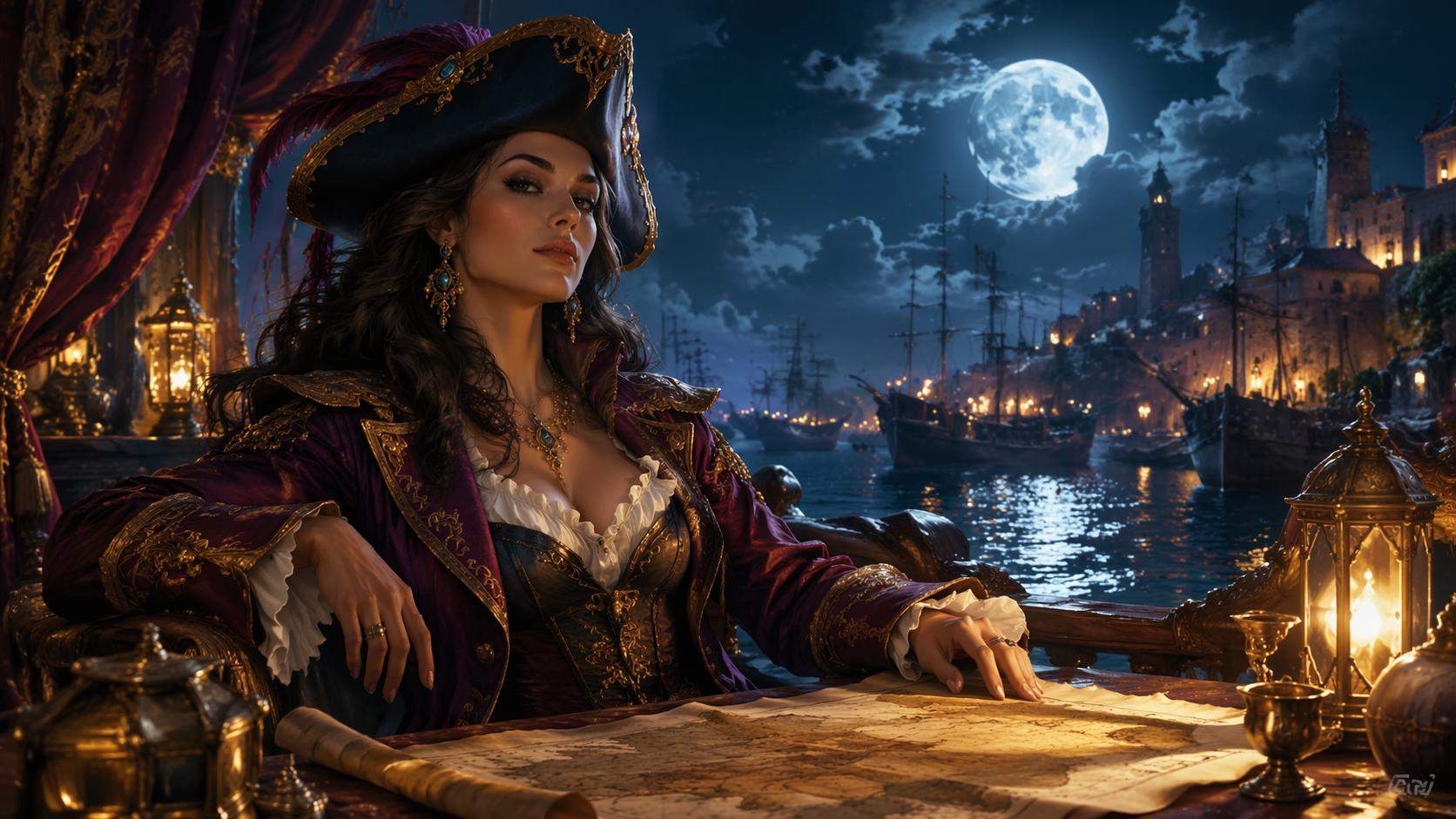 Dreamina pirata filtro prompt card 3: Pirata regina fantasia