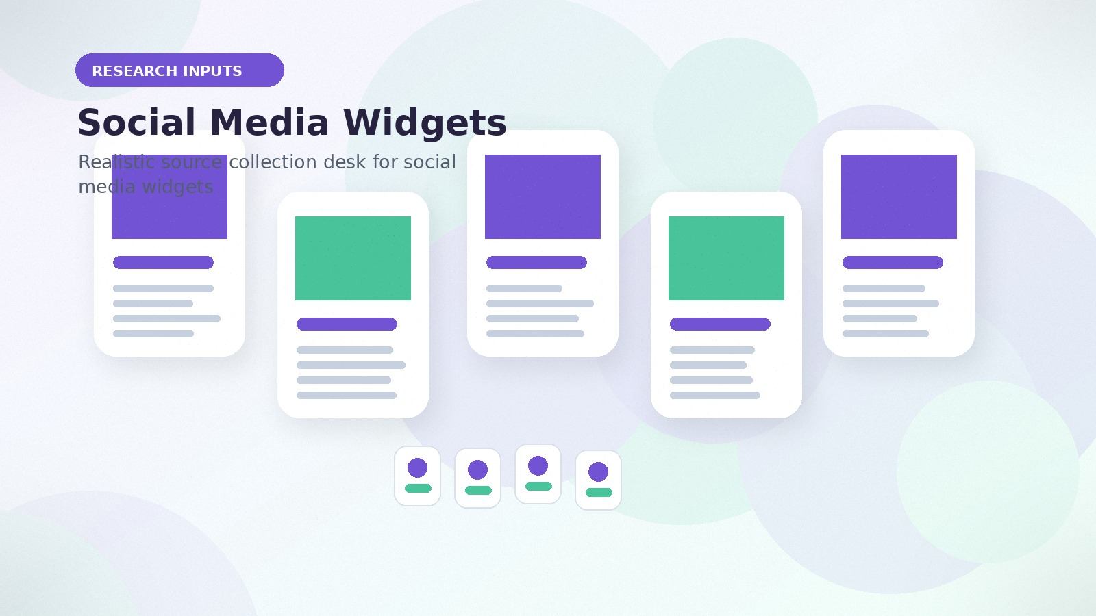 Social Media Widgets realistic research inputs visual for social media widgets